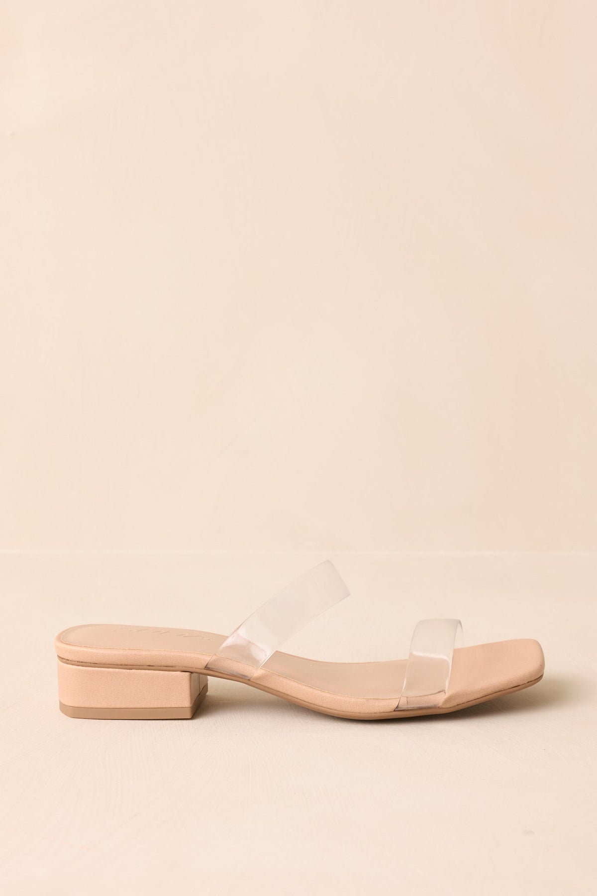 Timeless Edge Clear Beige Low Block Heel Sandals