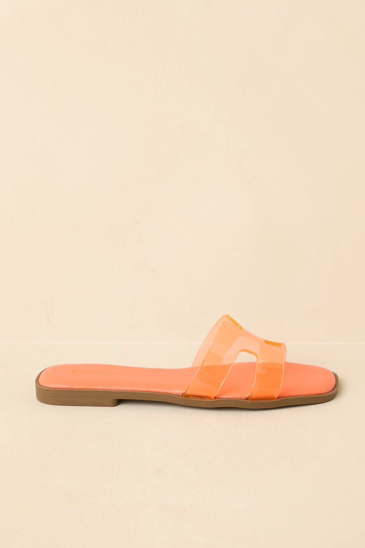 Clear the Way Orange Transparent Strap Slide Sandals