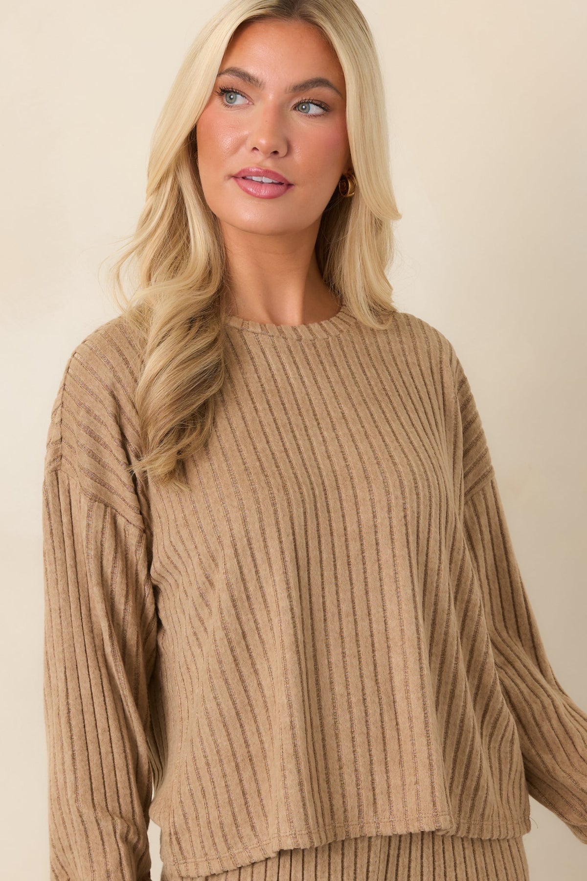 Z Supply Light Toffee Daydream Silky Rib Long Sleeve Top