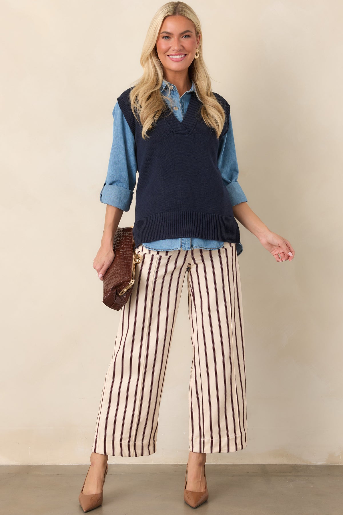 Polished Ease Navy Knit Sweater Vest