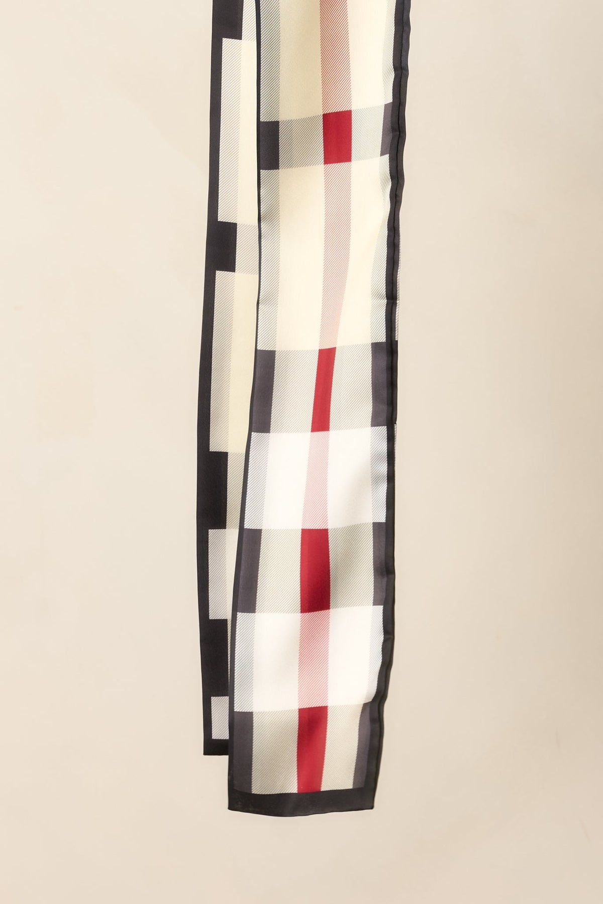 Check Please Ivory Multi Plaid Skinny Scarf