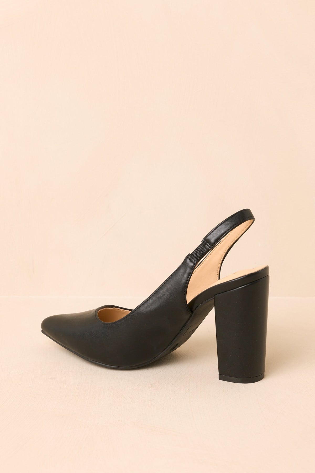 Raising the Standard Black Pointed Toe Slingback Block Heels