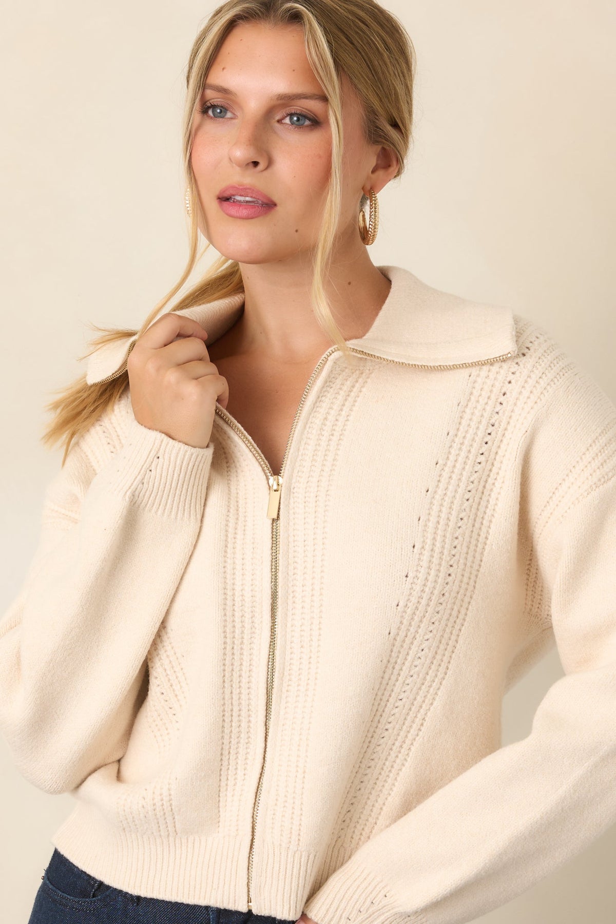Z Supply Silverlake Ivory Zip-Up Cardigan