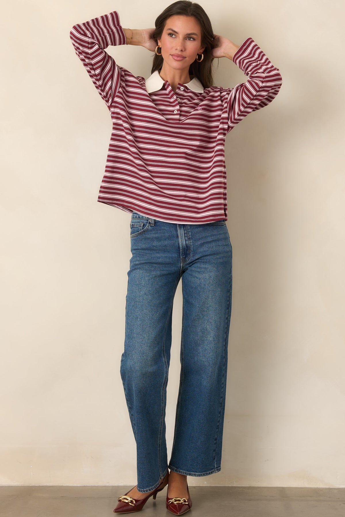 FRNCH Rumoi Bordeaux Cotton Polo Shirt