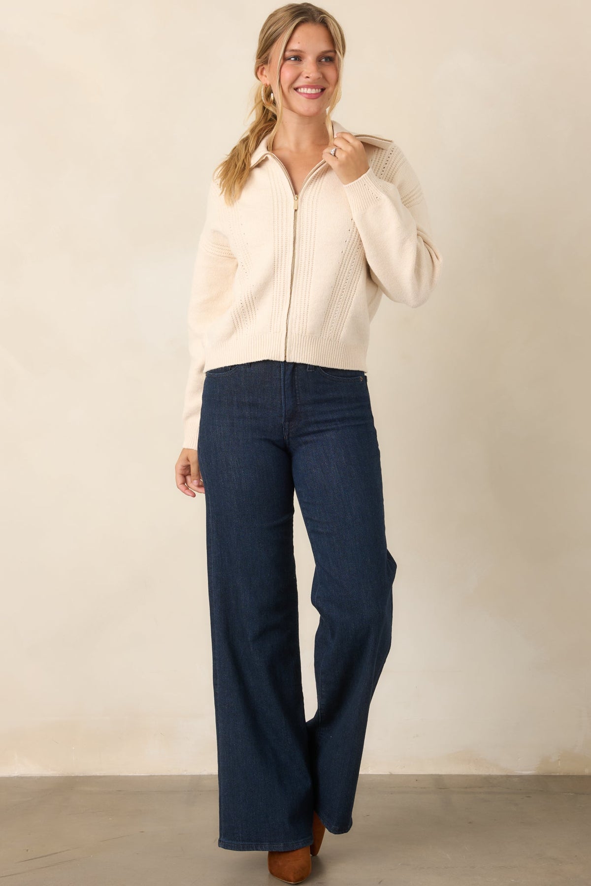 Z Supply Silverlake Ivory Zip-Up Cardigan
