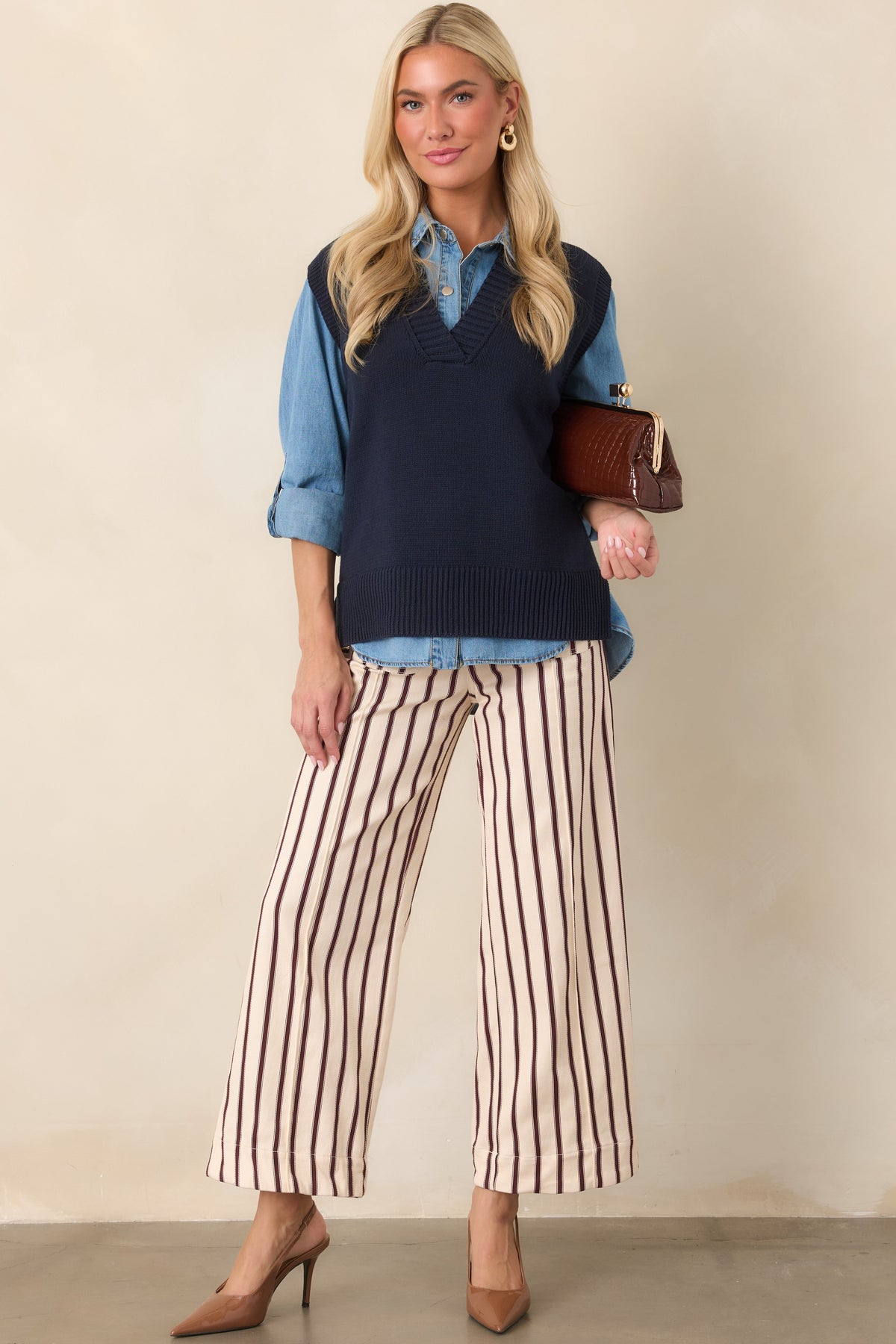 Polished Ease Navy Knit Sweater Vest