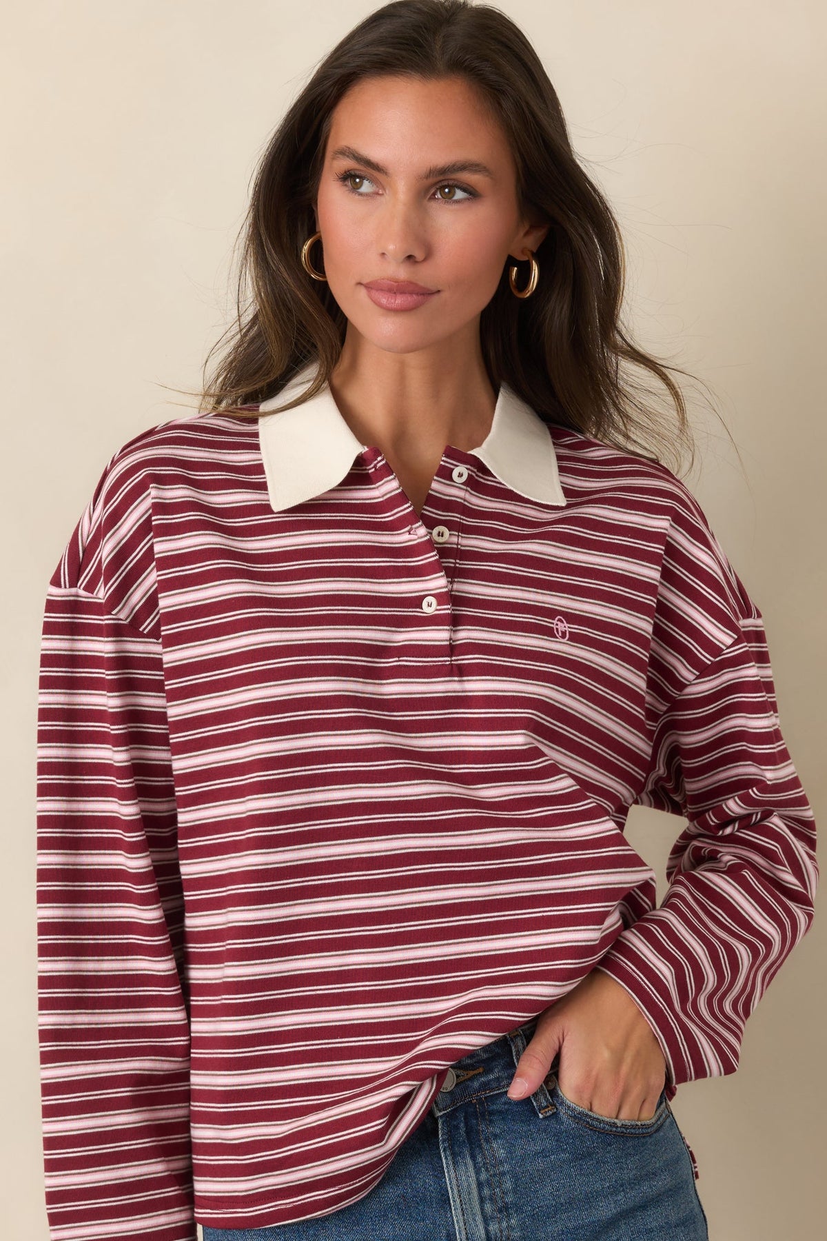 FRNCH Rumoi Bordeaux Cotton Polo Shirt