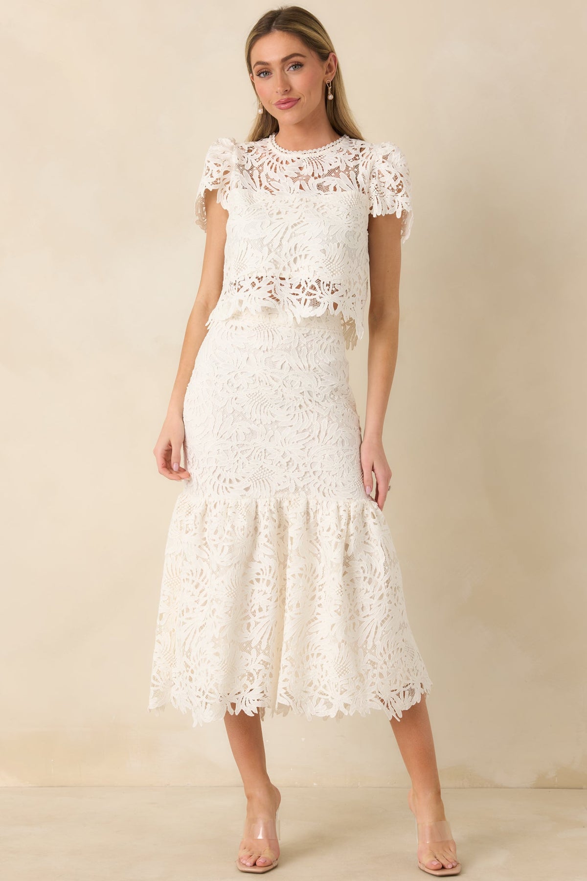 Forever Begins Ivory Floral Lace Top