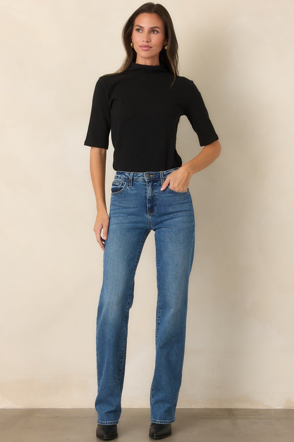 The Everyday Edit Black Knit Turtleneck Short Sleeve Top
