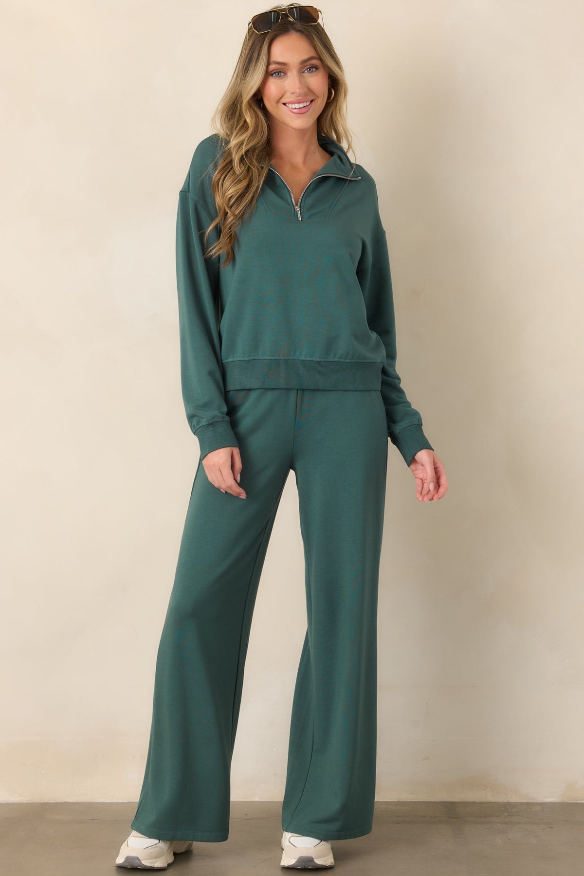 Z Supply Gate Check Emerald Cove Modal Sweatshirt