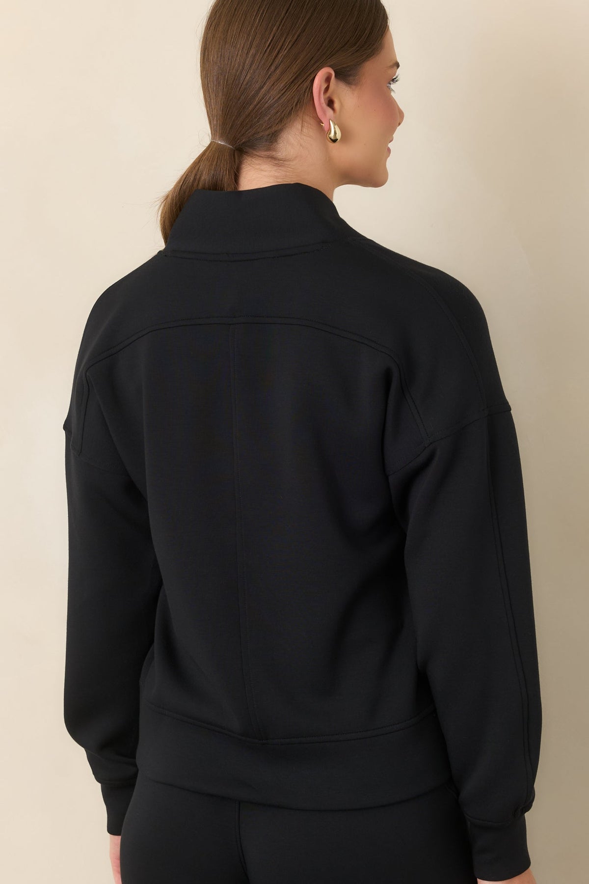 SPANX AirEssentials® Very Black V-Neck Long Sleeve Sweatshirt