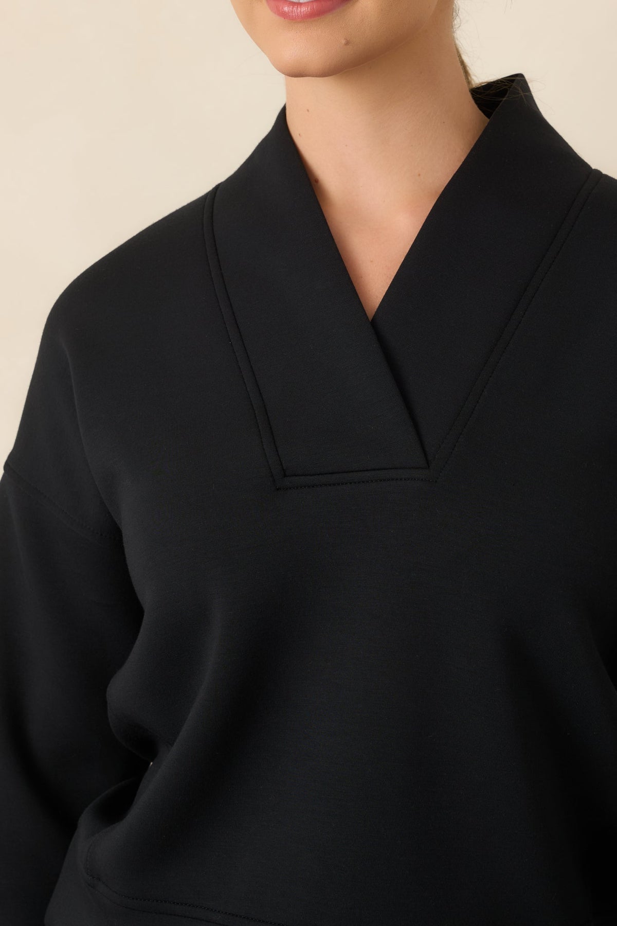 SPANX AirEssentials® Very Black V-Neck Long Sleeve Sweatshirt