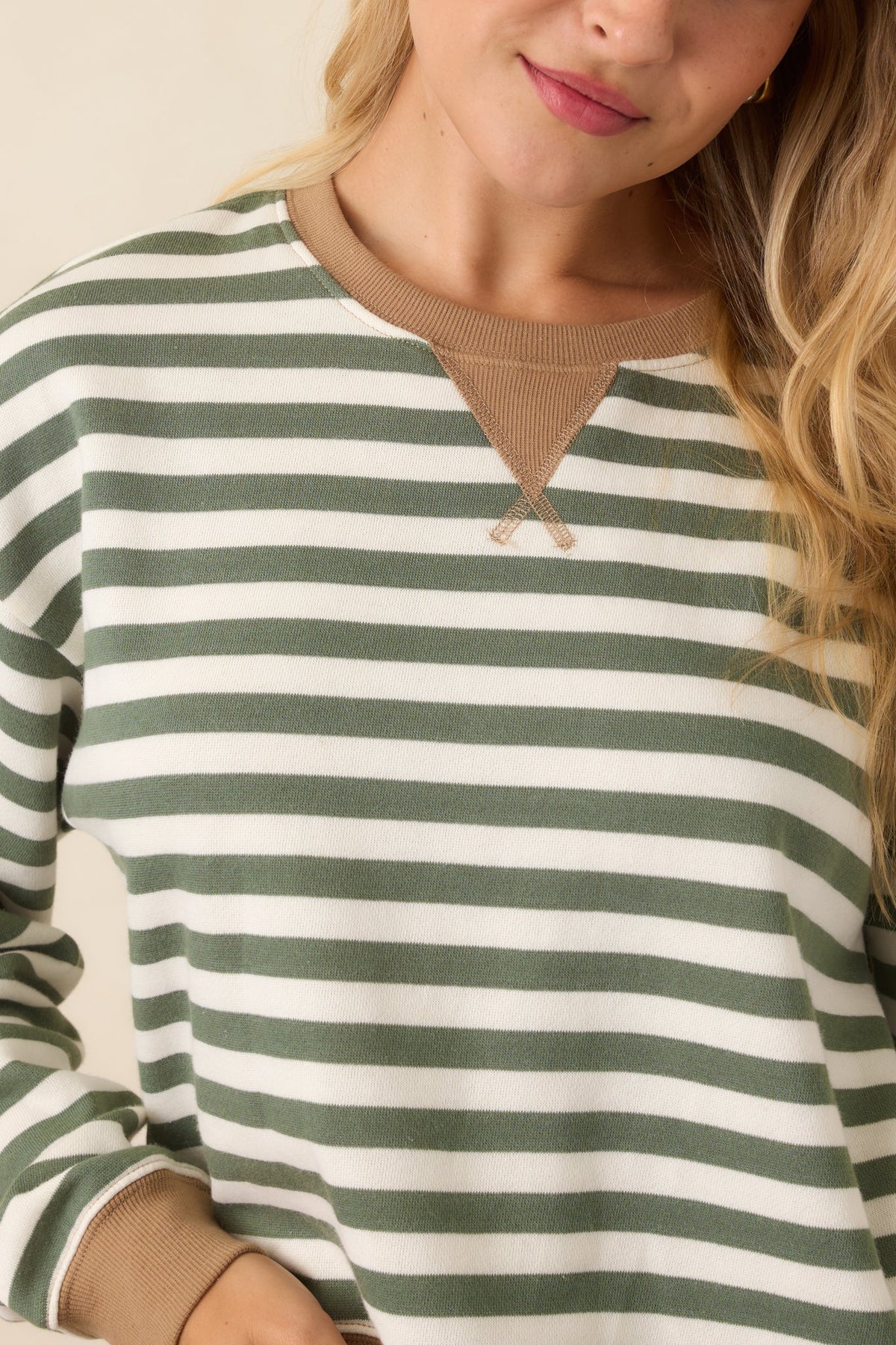 Z Supply Low Key Monstera Green Stripe Sweatshirt