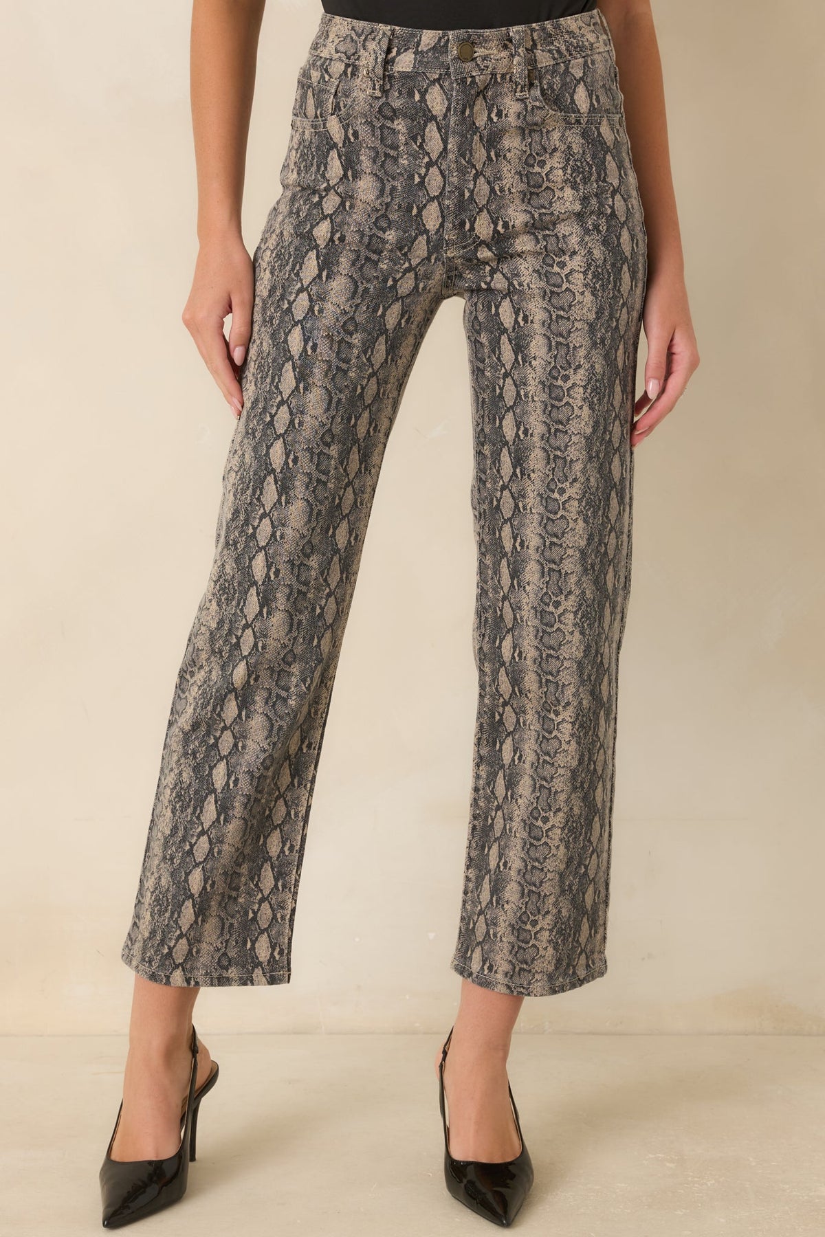Made For Days Like This Tan Snakeskin Cotton Stretch Jeans