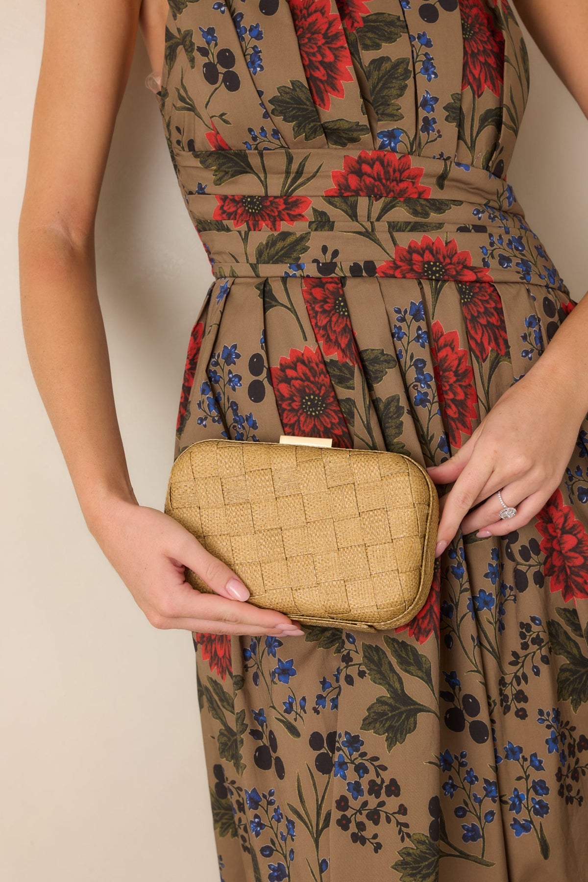 Where Our Paths Cross Tan Woven Raffia Clutch
