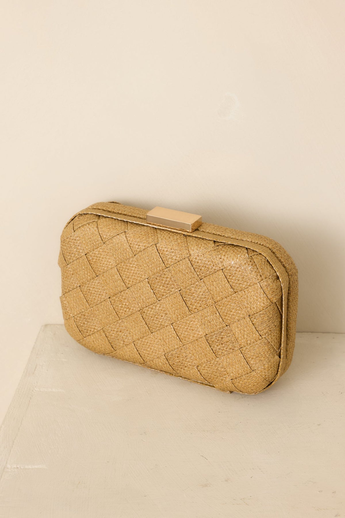 Where Our Paths Cross Tan Woven Raffia Clutch