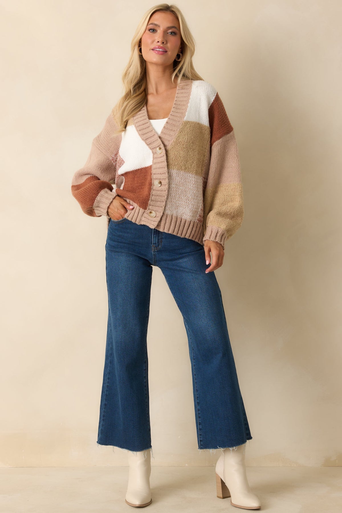 Down To Earth Taupe Knit Button Up Cardigan Sweater