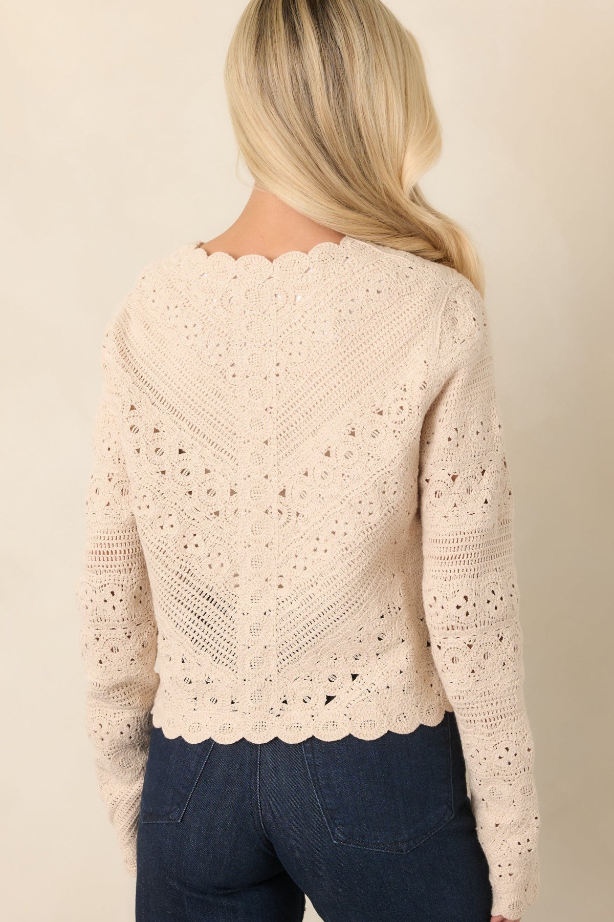 Z Supply Cressa Natural Cropped Crochet Cardigan