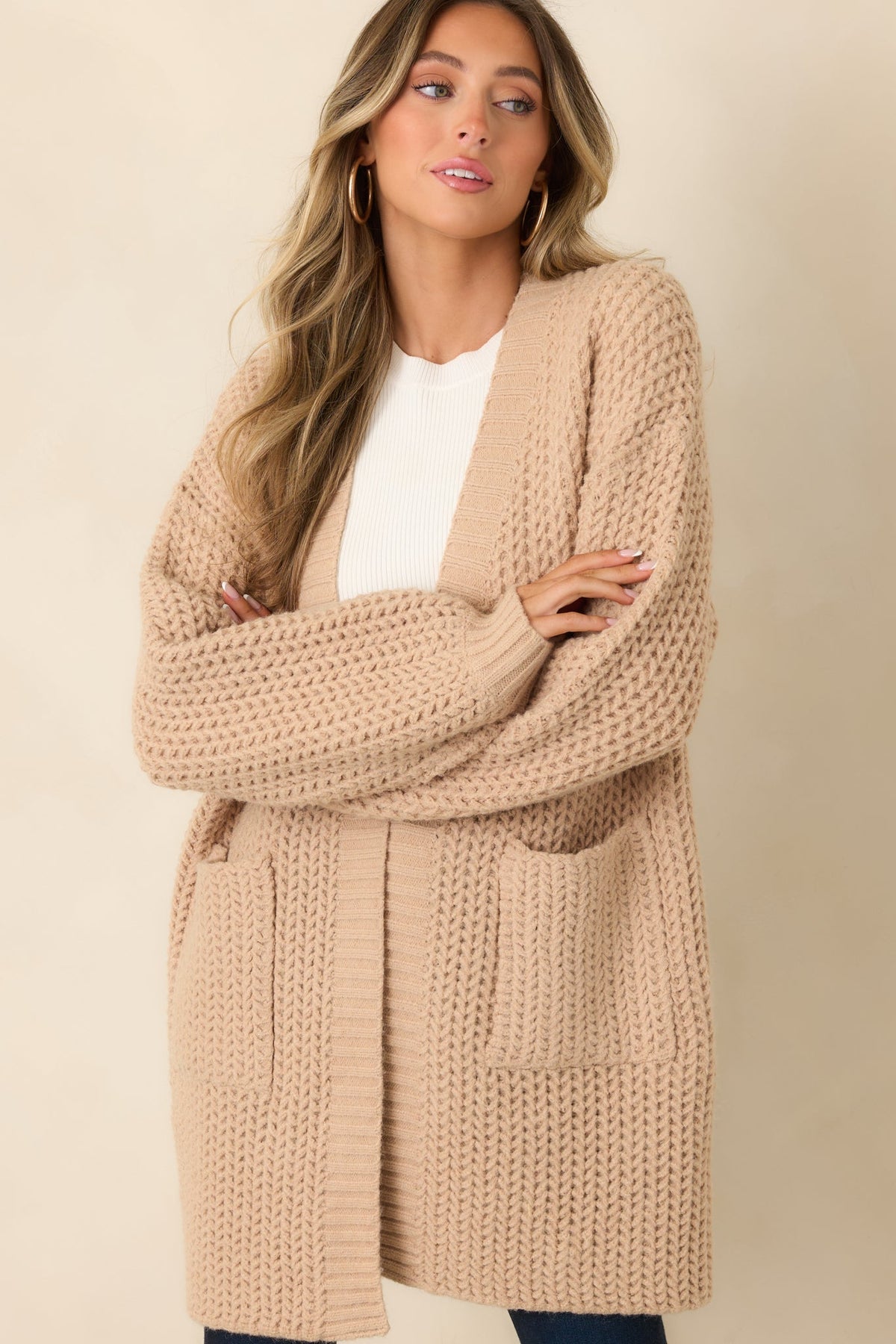Settle In With Me Oatmeal Chunky Knit Cardigan