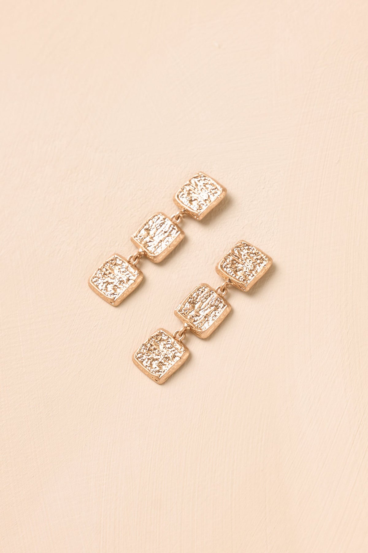 Three of a Kind Gold Textured Drop Earrings