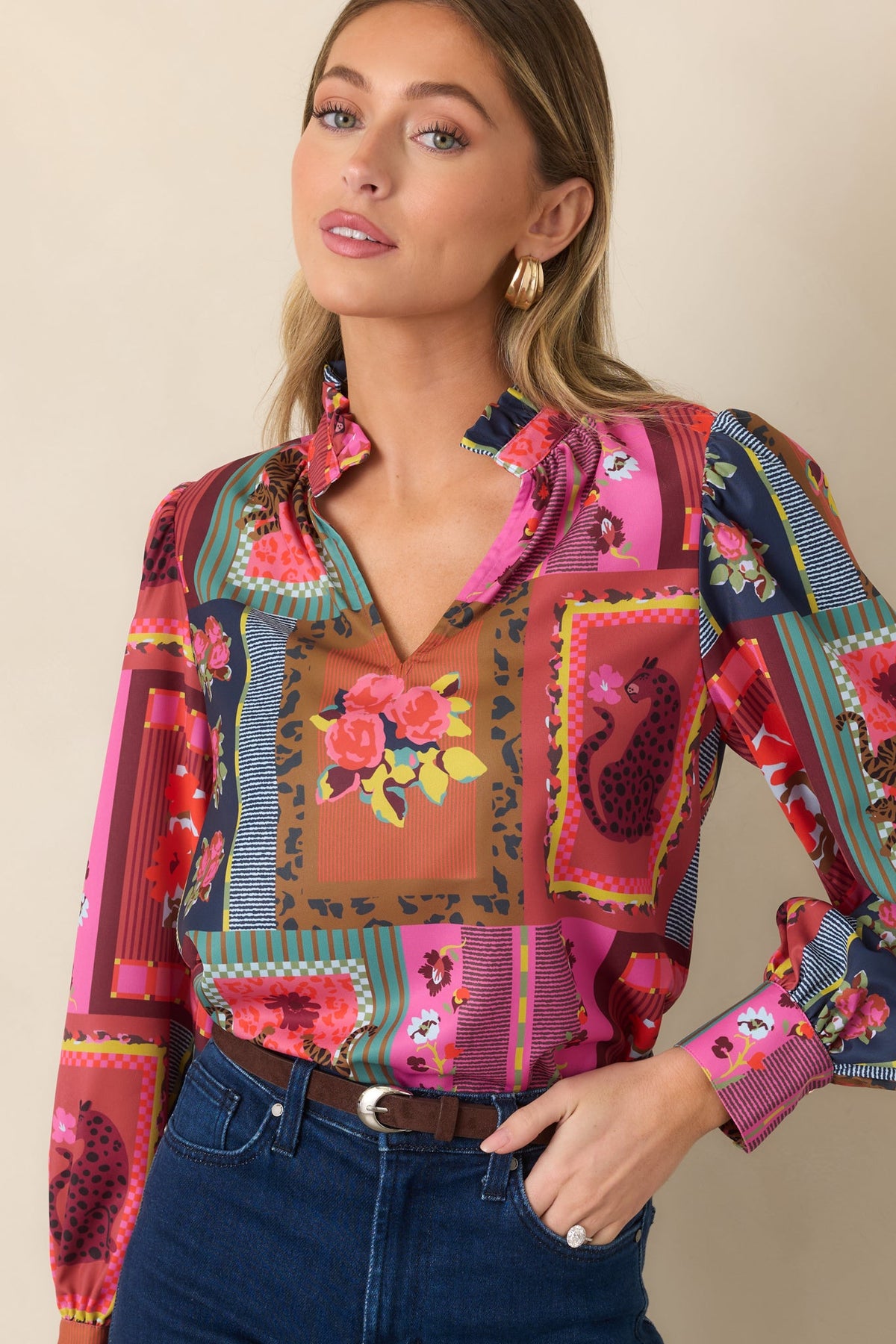 CROSBY Lyla Vintage Vignette Multi Blouse