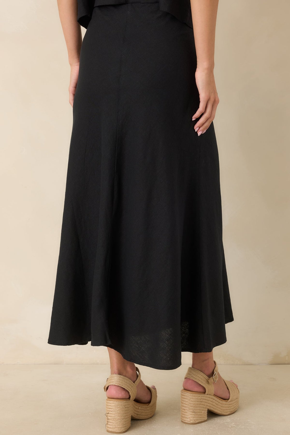 Z Supply Meryl Black Linen Blend Midi Skirt