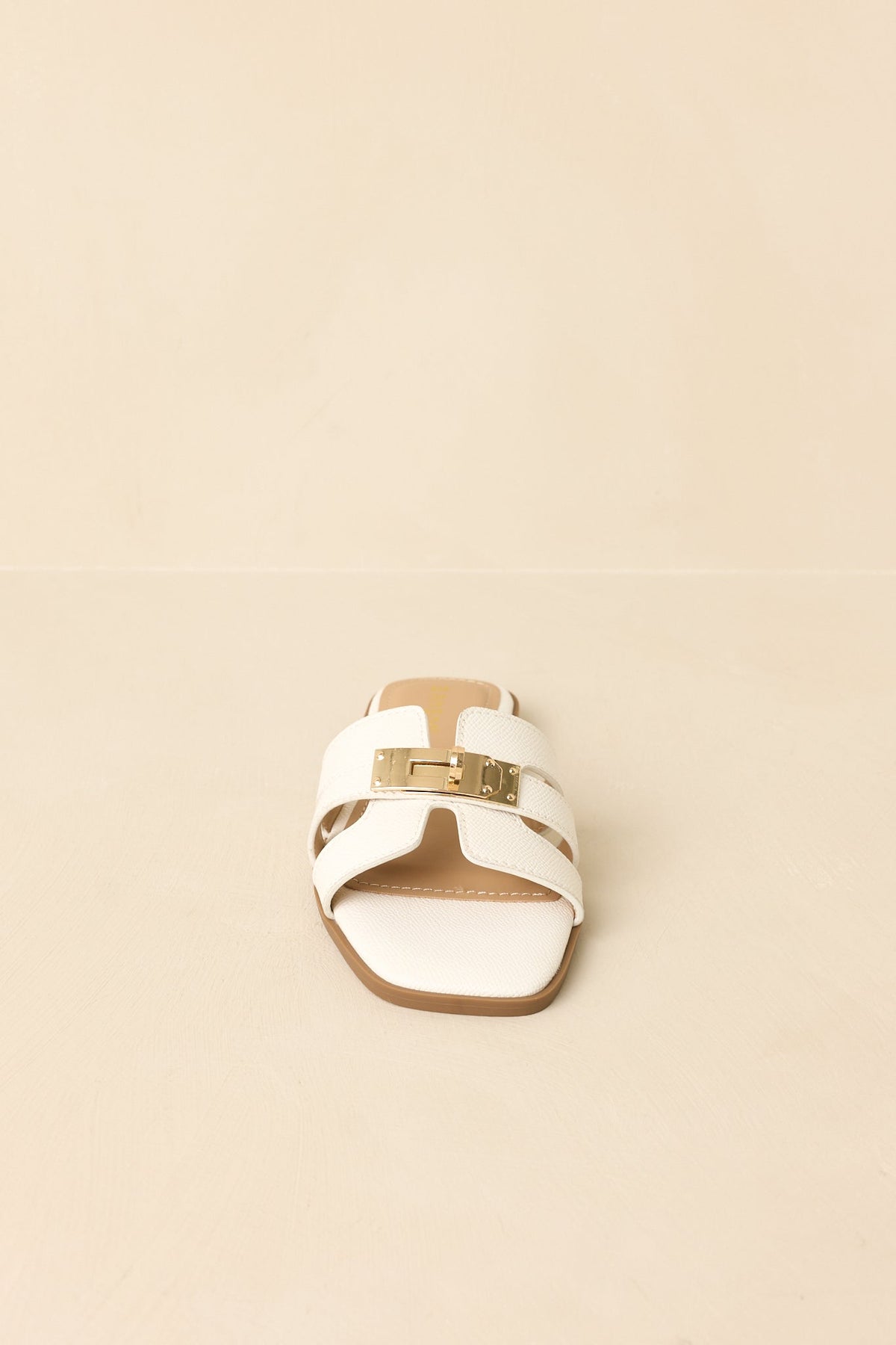 Coastline Classic White Faux Leather Slide Sandals
