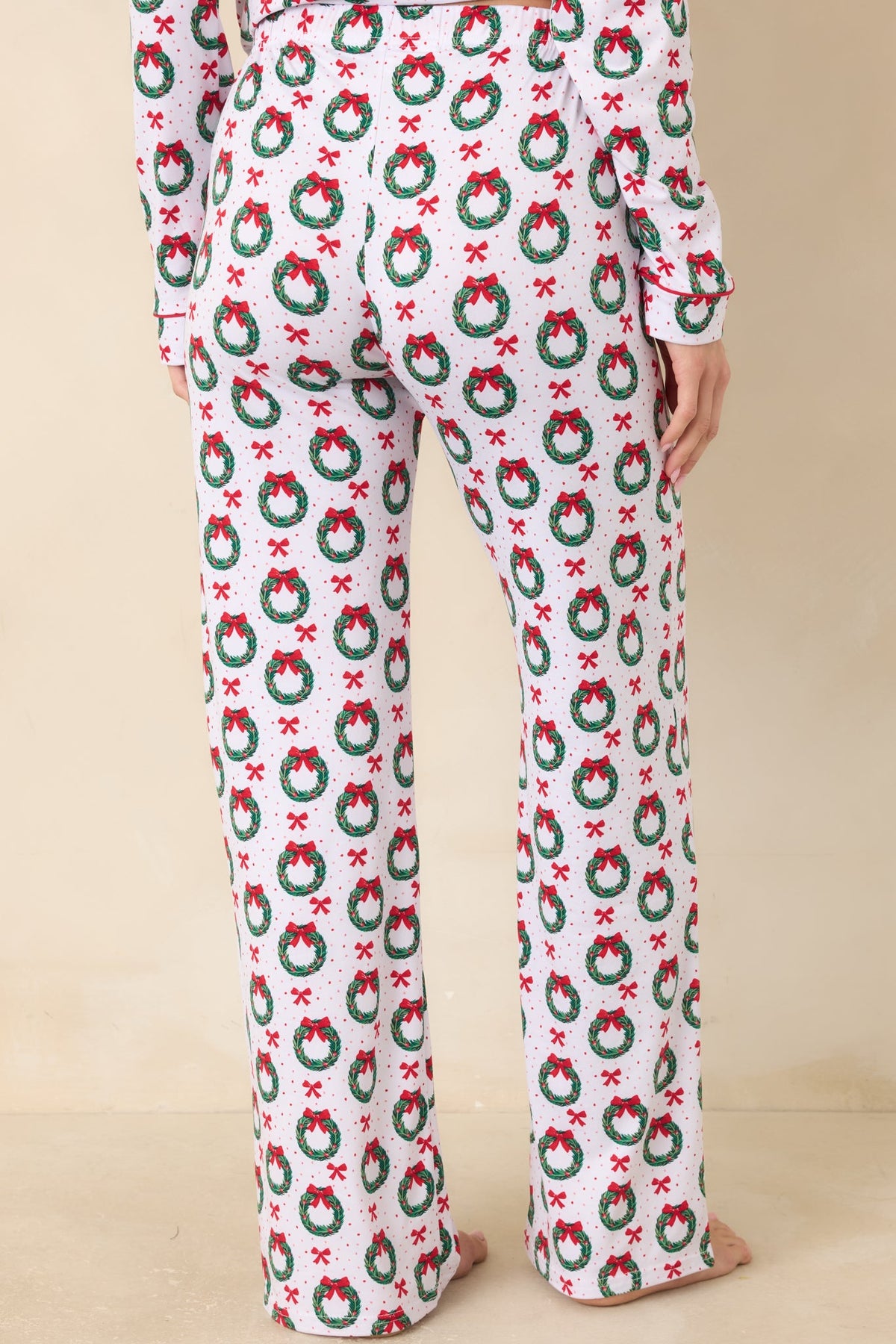 The Merriest Thing White Multi Wreath Pajama Pants