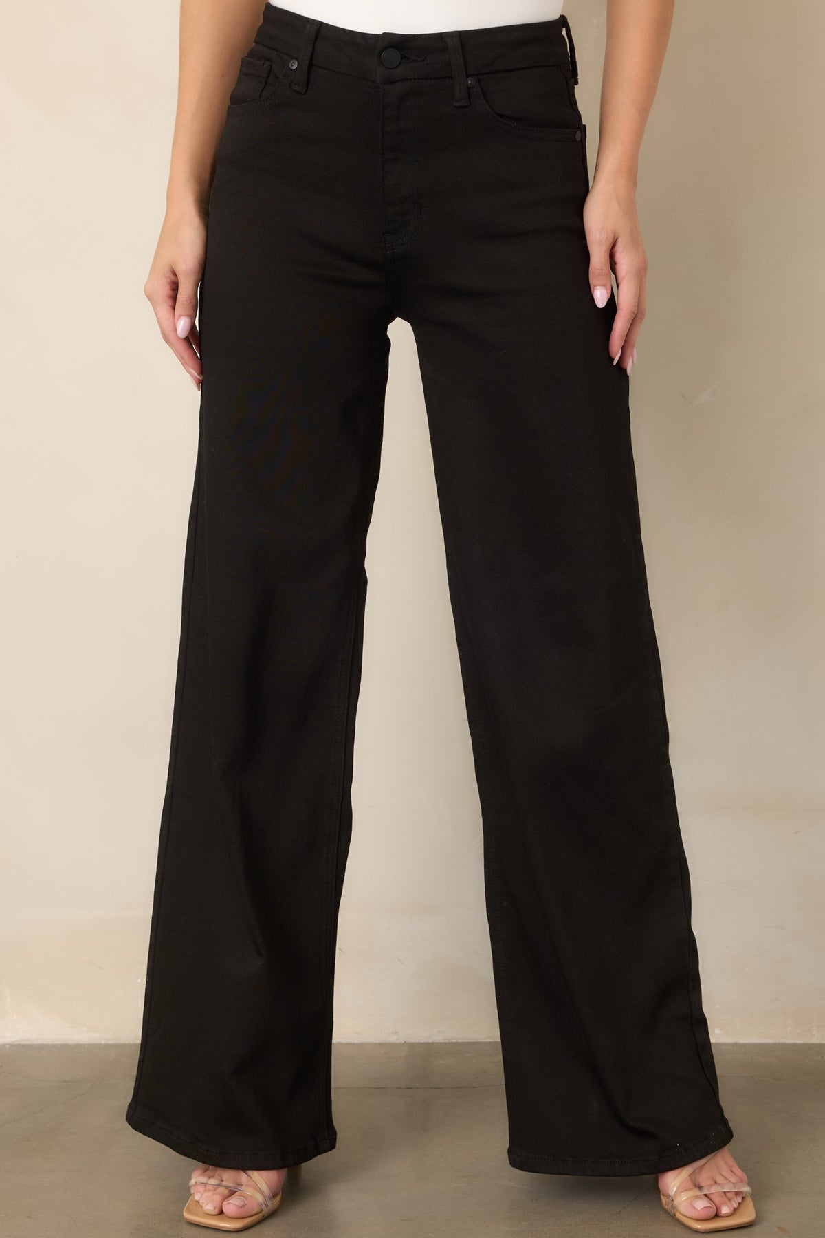 Get Ahead of It Black High Rise Wide Leg Jeans