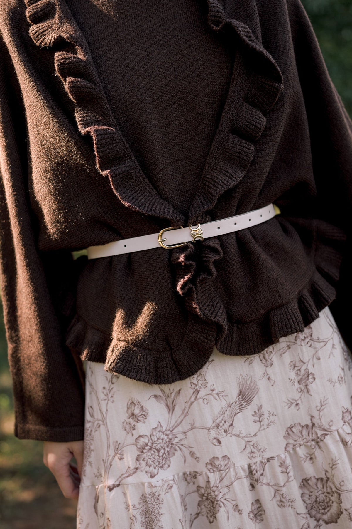 The Finishing Line Ivory Slim Faux Leather Belt
