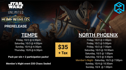 Tempe - 10/8 @ 6:30pm - Star Wars Unlimited (SWU) Homeworlds Prerelease
