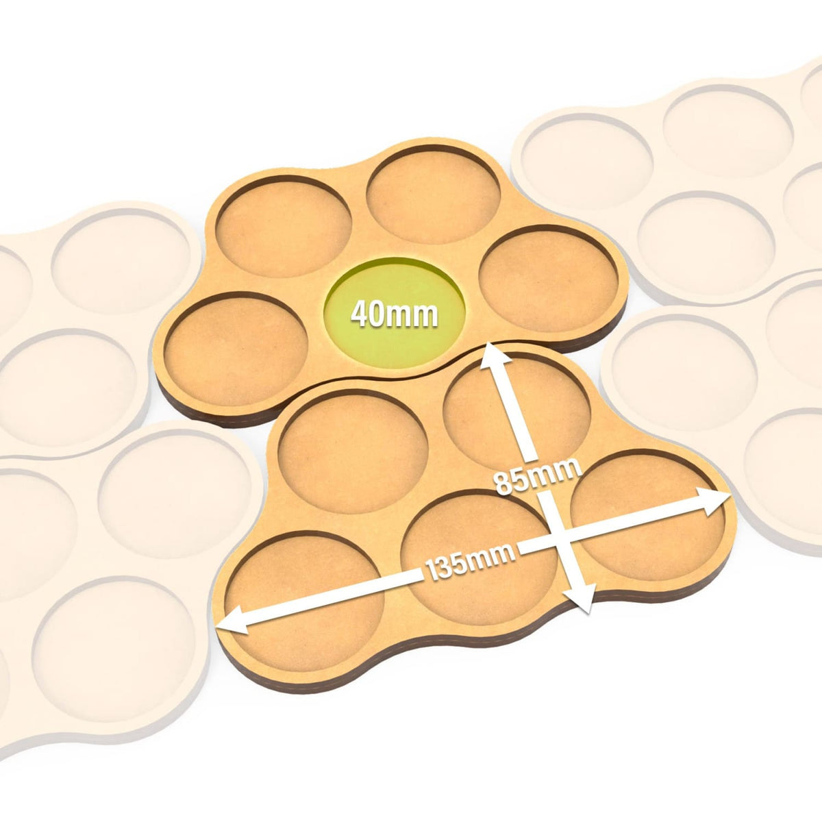 Green Stuff World: MDF Movement Trays: 40mm x5 - Skirmish