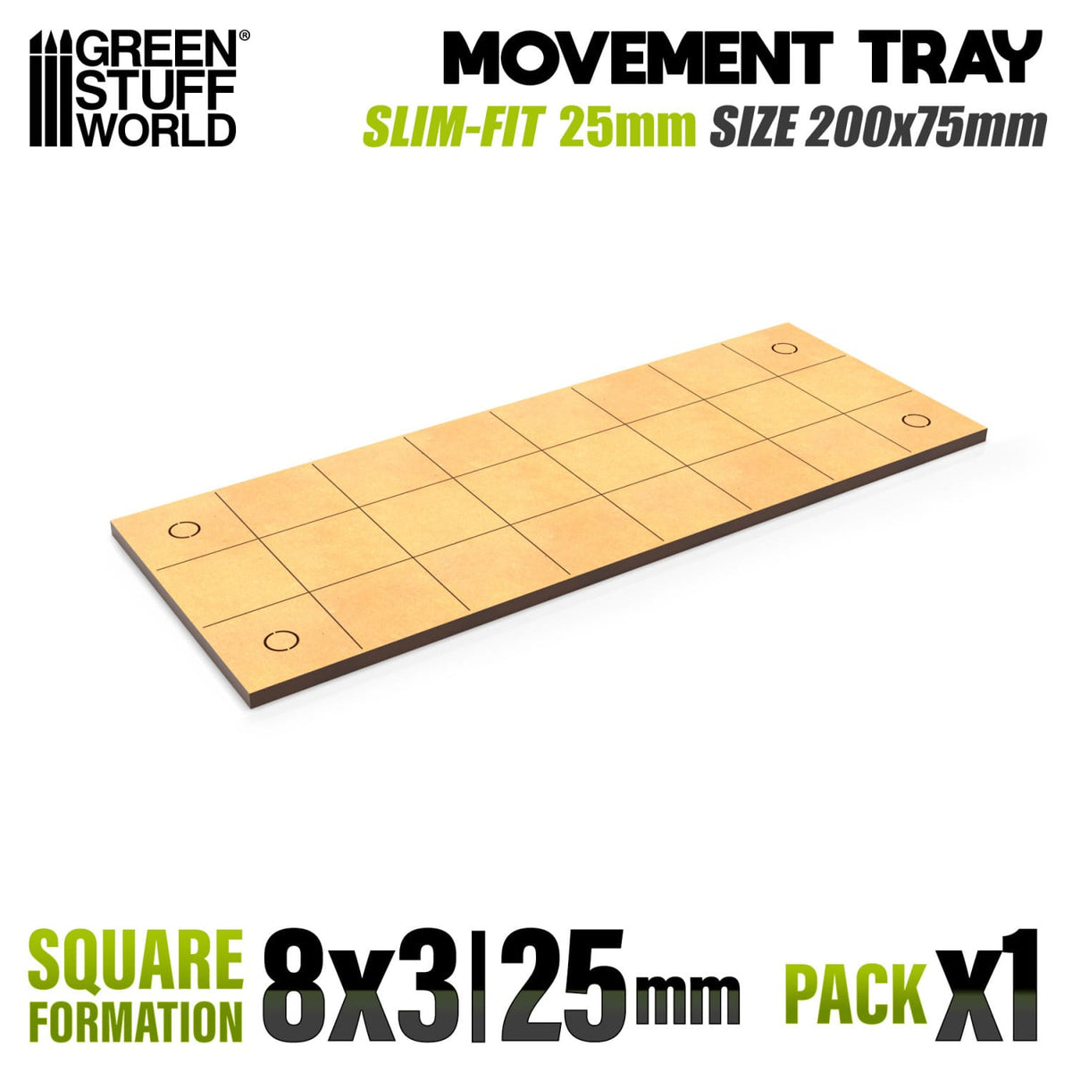 Green Stuff World: MDF Movement Trays: Slimfit Square 200x75mm