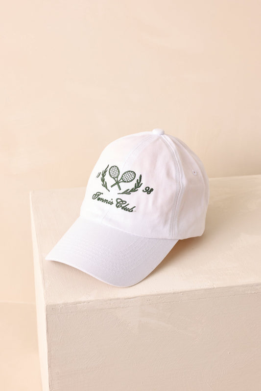 The Tennis Club 1998 White Embroidered Cotton Baseball Cap